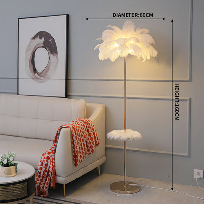 Ostrich Feather Lights Floor Lamp for Wedding Party Home Decor Anniversary - KetieStory