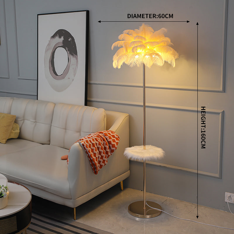 Ostrich Feather Lights Floor Lamp for Wedding Party Home Decor Anniversary - KetieStory