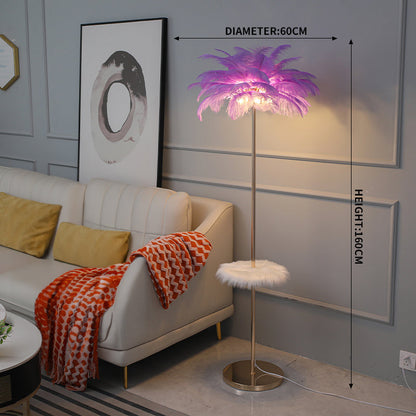 Ostrich Feather Lights Floor Lamp for Wedding Party Home Decor Anniversary - KetieStory