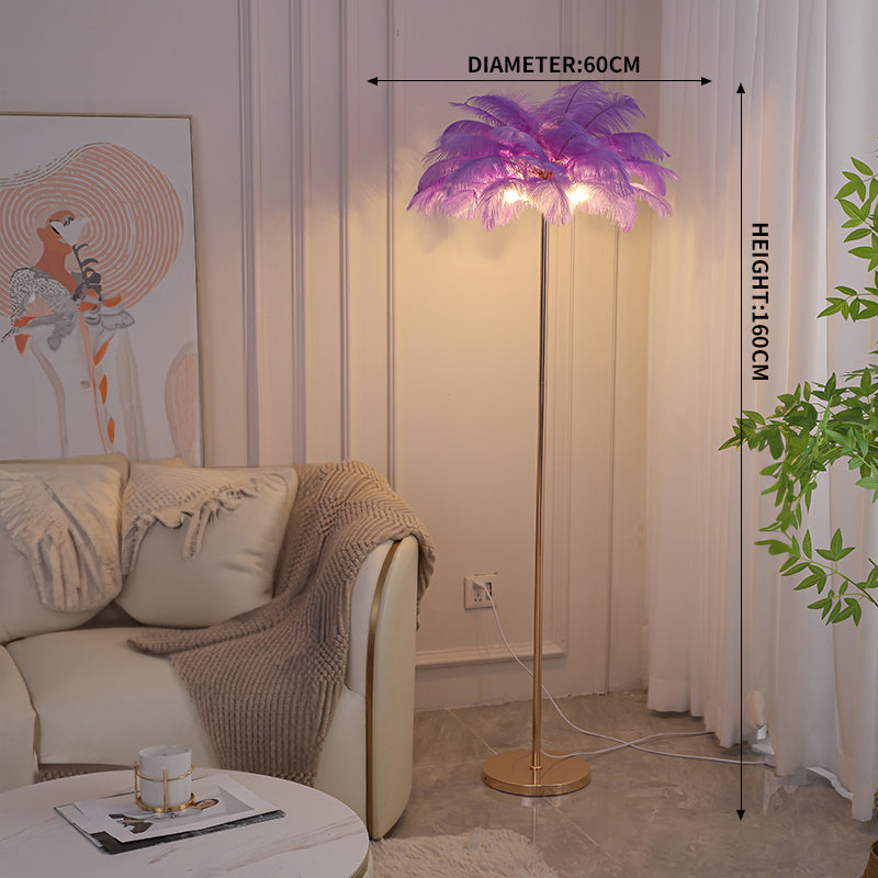 Ostrich Feather Lights Floor Lamp for Wedding Party Home Decor Anniversary - KetieStory