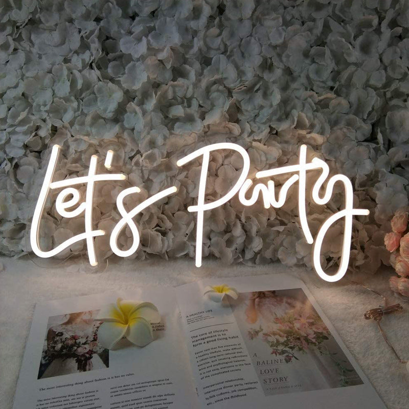 Let's Party Neon Sign Acrylic Plate for Party Wall Decor Wedding Christmas Birthday - KetieStory