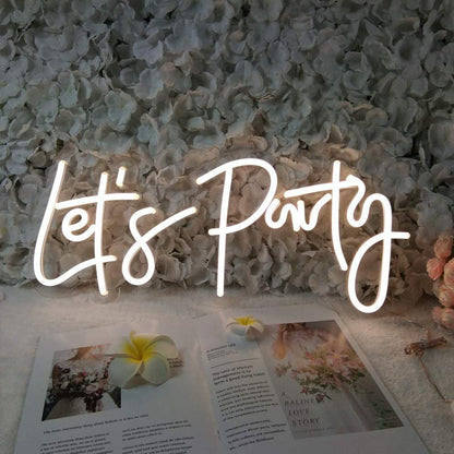 Let's Party Neon Sign Acrylic Plate for Party Wall Decor Wedding Christmas Birthday - KetieStory