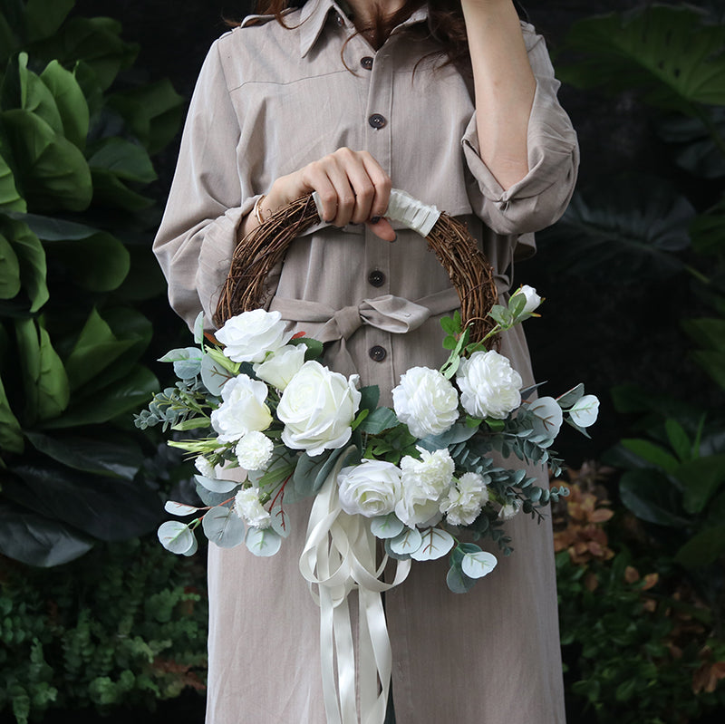 Wreath White Rose for Wedding Party Proposal Decor - KetieStory