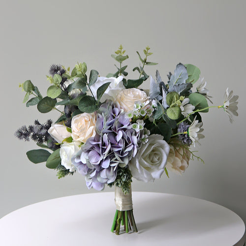 Bride Bouquent Blue Purple Rose Lavender for Wedding Party Proposal