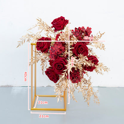 Red Gold Cube Road Flower Ball Wall Hanging Frames Decorative Floral Arrangement Proposal Decor - KetieStory