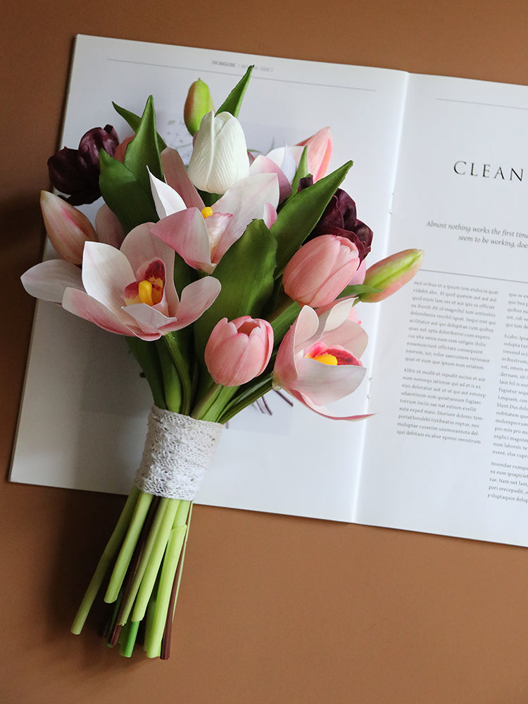 Bridal Bouquet Cymbidium & Tulips for Wedding Party Proposal