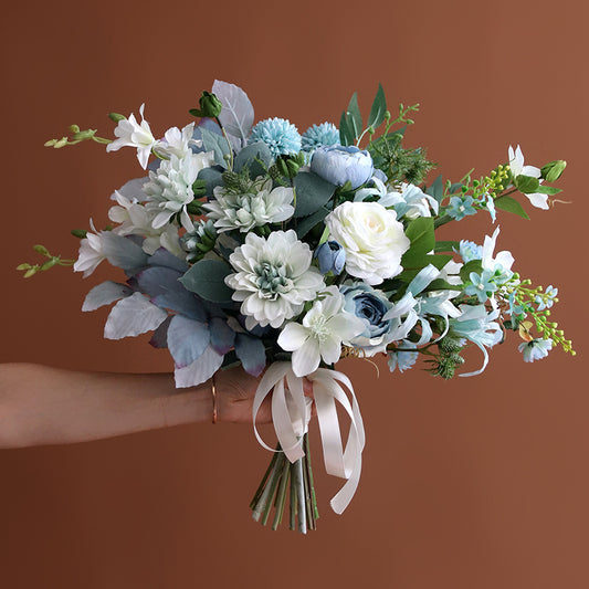 Bridal Bouquet Vintage Sapphire Blue for Wedding Party Proposal - KetieStory