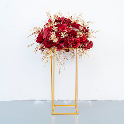 Red Gold Cube Road Flower Ball Wall Hanging Frames Decorative Floral Arrangement Proposal Decor - KetieStory