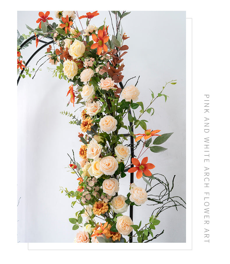 Fall Orange Flower Arch Set  for Wedding Party Decor Proposal