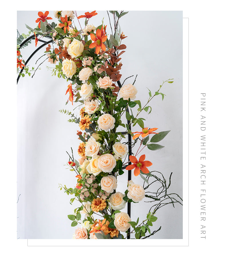 Fall Orange Flower Arch Set  for Wedding Party Decor Proposal - KetieStory
