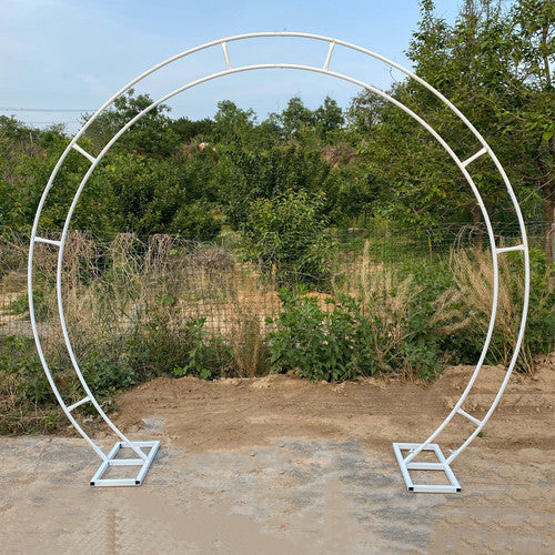 White Round Stand Wedding Props Wrought iron Double Pole Arch Flower Stand Frames