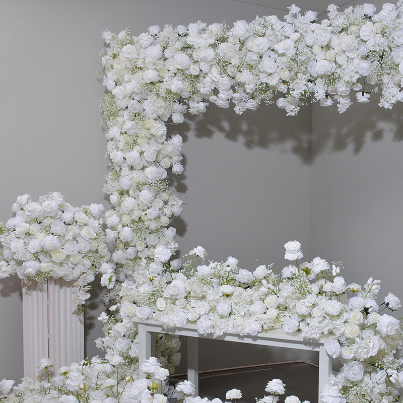 White Rose Flower Arch Set for Wedding Party Proposal Decor - KetieStory