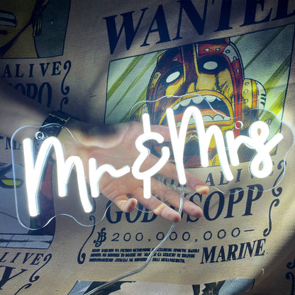 Mr&Mrs Neon Sign Acrylic Plate for Wedding Party Wall Decor Bar Shop - KetieStory