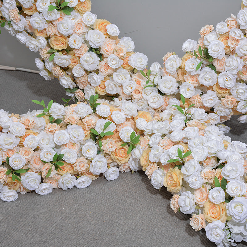 Flower Arch Heart Shaped Floral Arch Champagne White Roses Arrangement Proposal Wedding Party Event Decor