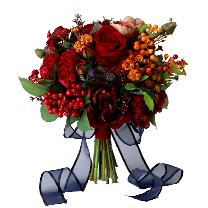 Bridal Bouquet Orange Red for Wedding Party Proposal - KetieStory