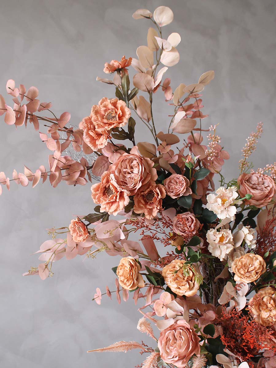 Flower Arch Orange Rose Artificial Horn Floral Event Proposal Wedding Decoration