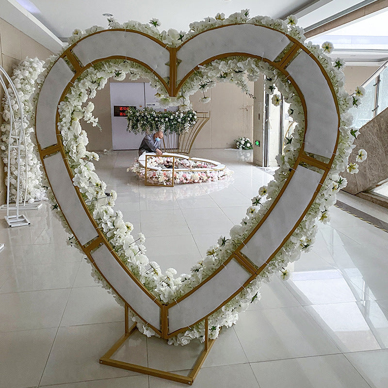 Flower Arch White Roses Heart Shaped Floral Set Backdrop Proposal Wedding Party Decor