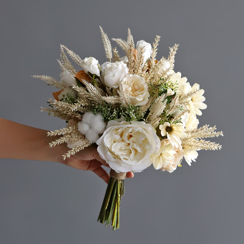 Bridal Bouquet Light Champagne & White for Wedding Party Proposal
