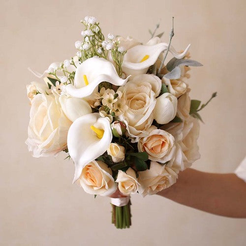Bridal Bouquet Champagne Calla Lily for Wedding Party Proposal