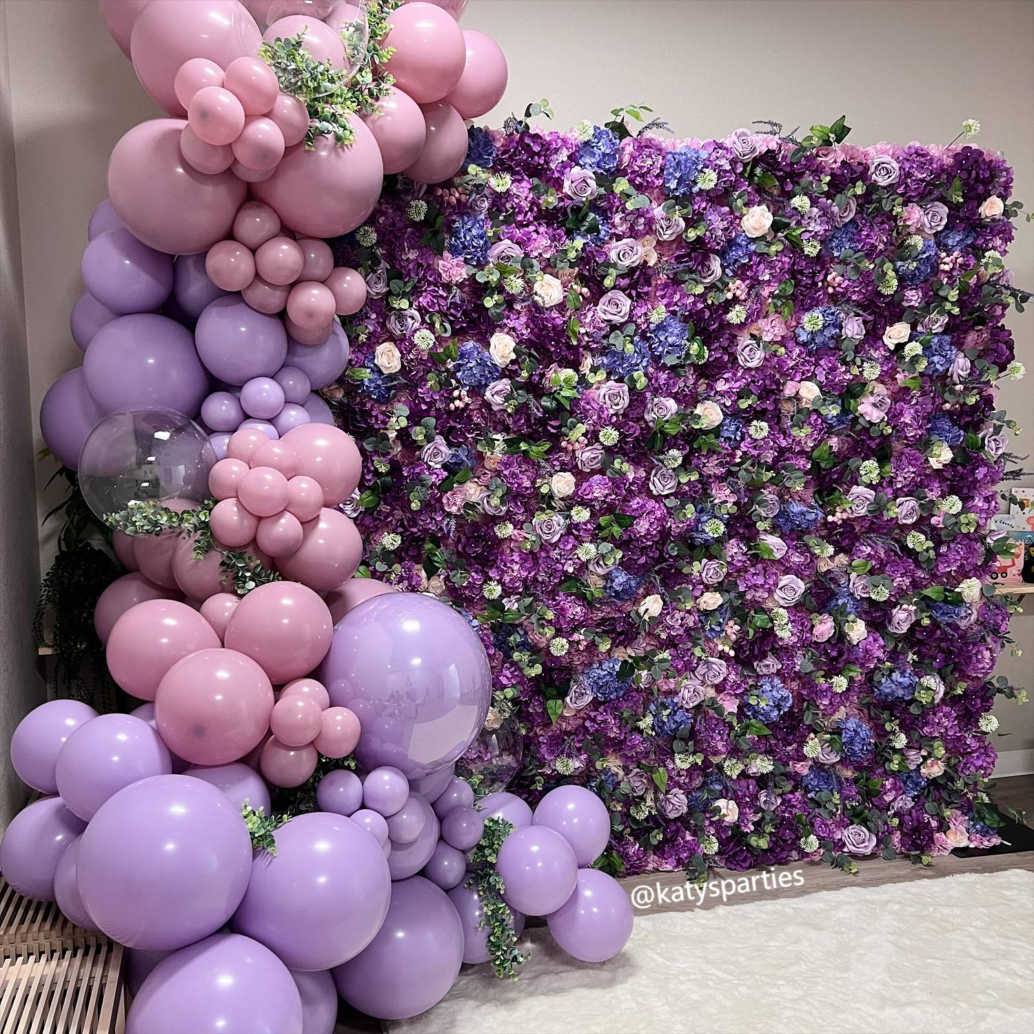 Flower Wall Purple Rolling Up Curtain Floral Backdrop Wedding Party Proposal Decor