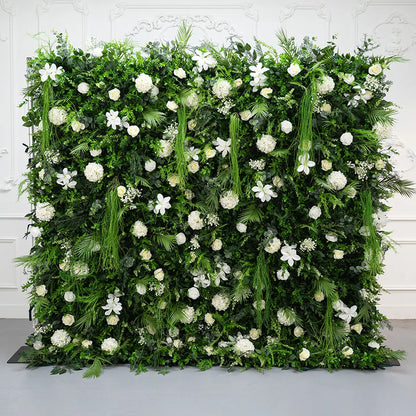 5D Spring Green Leaves Flower Wall Backdrop with Fabric Backing for Wedding Event Party