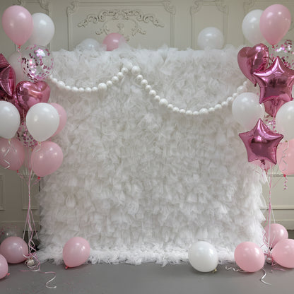8×8ft White Sheer Tulle Decorative Wall Backdrop for Wedding Party Event