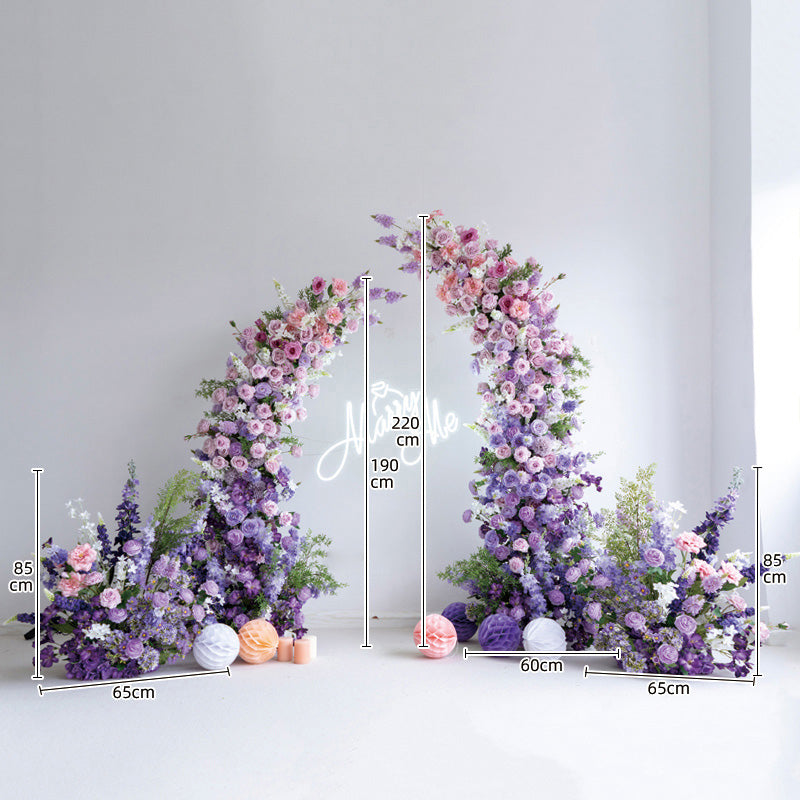 Flower Arch Purple Set Artificial Florals Backdrop for Wedding Proposal Party Decor