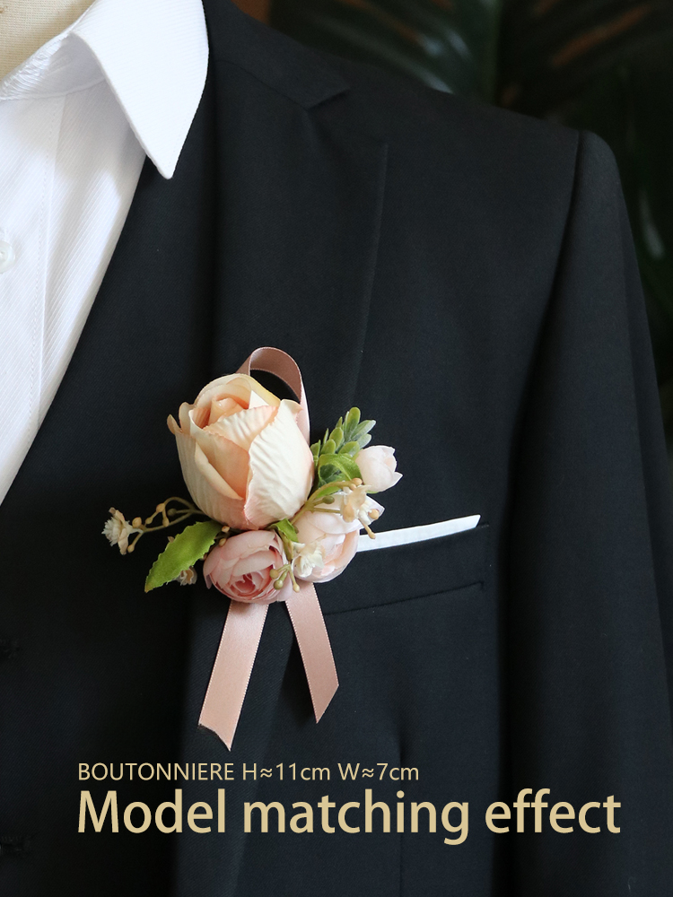 Corsages Champagne Pink Rose Series for Wedding Party Proposal Decor