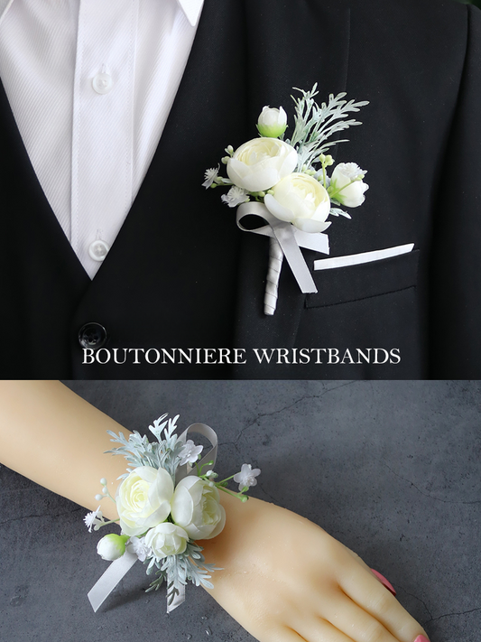 Corsages Green White Series for Wedding Party Proposal Decor - KetieStory