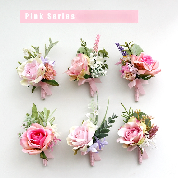 Wrist Flower Corsages Pink for Wedding Party Proposal Decor