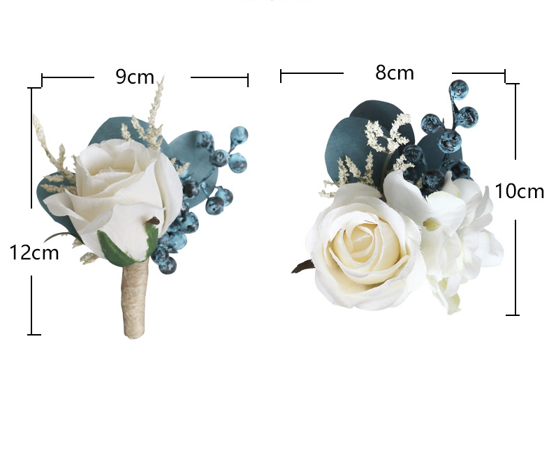 Boutonnieres in Blue Champagne Rose for Wedding Party Proposal Decor