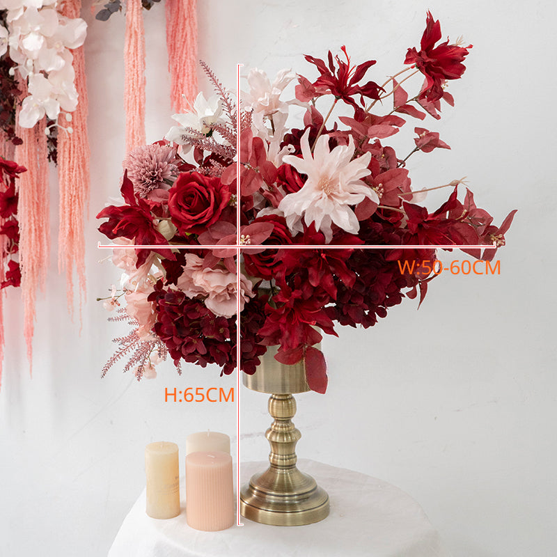 Red Wall Hanging Flower Arrangement for Wedding Party Decor Proposal