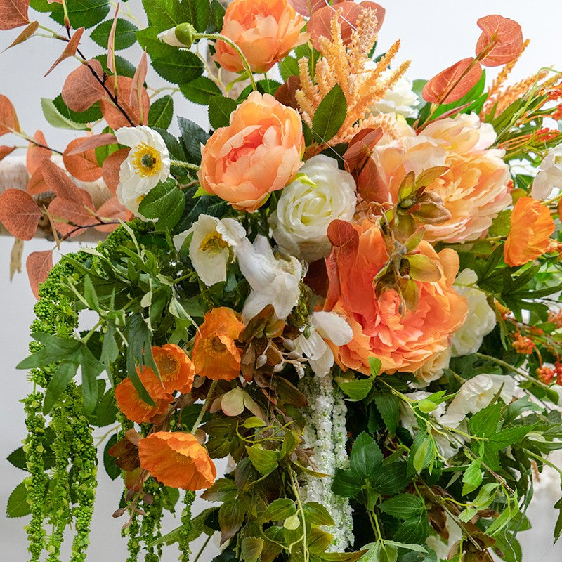 Orange Rose Hydrangea Arch  for Wedding Party Decor Proposal