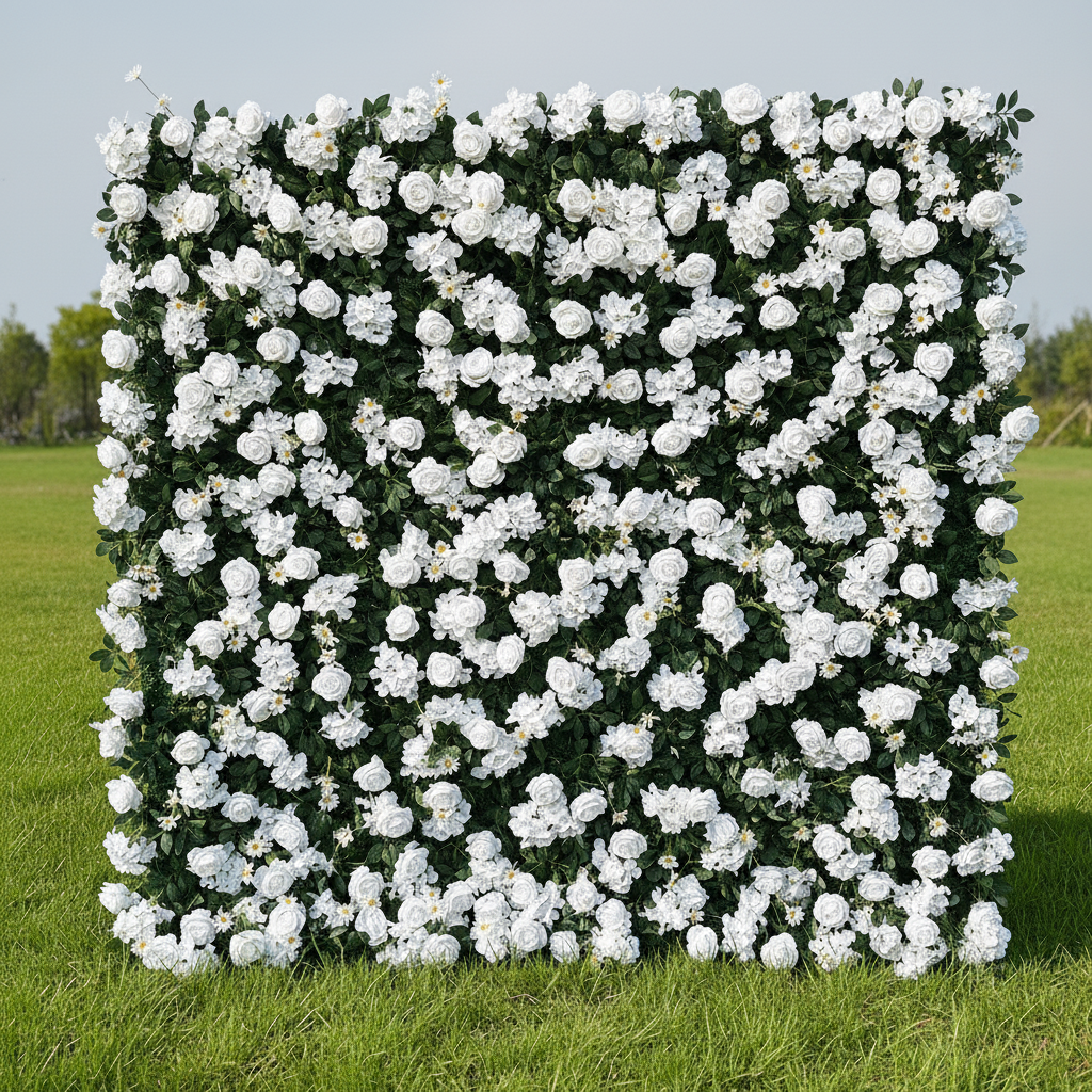 Flower Wall 3D Artificial Rolling Up White Floral Backdrop for Party Decor