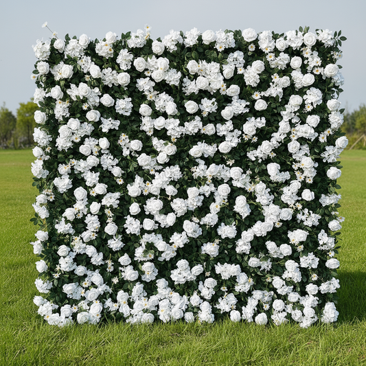 Flower Wall 3D Artificial Rolling Up White Floral Backdrop for Party Decor