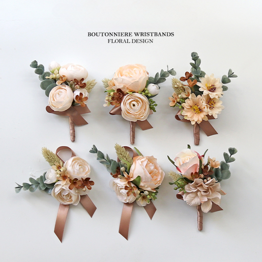 Corsage Wrist Flower Coffee for Wedding Party Proposal Decor - KetieStory