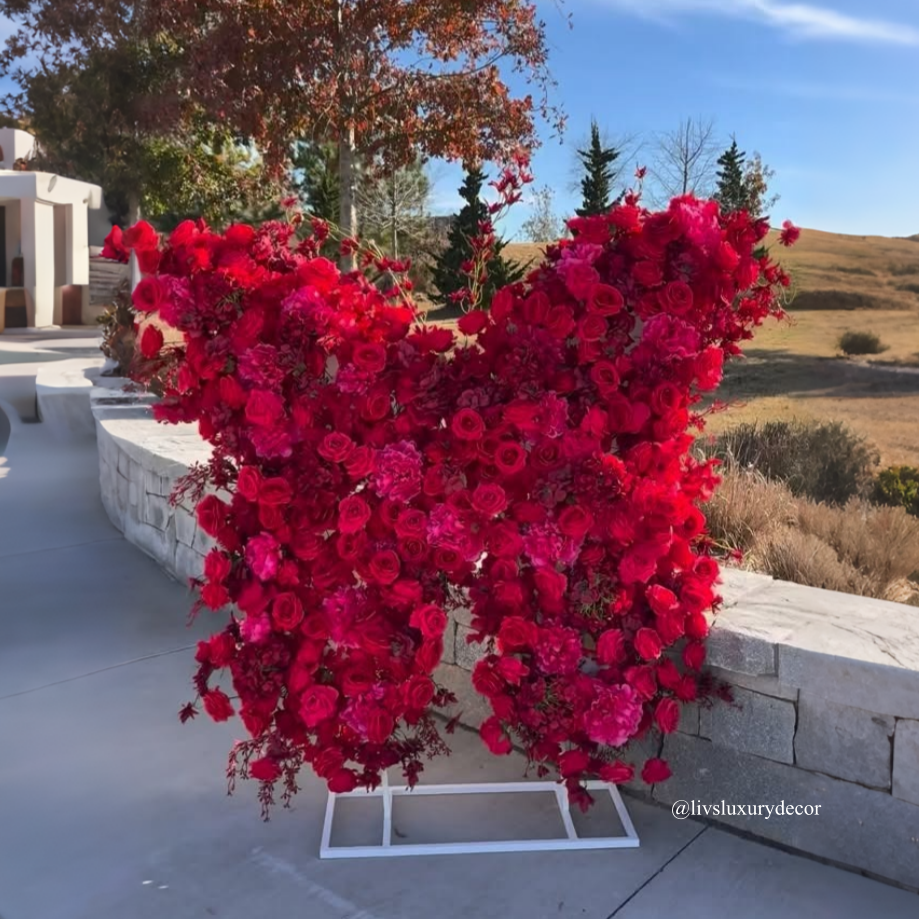 Flower Wall Butterfly Red Rose Floral Backdrop For Wedding Party Proposal Decor