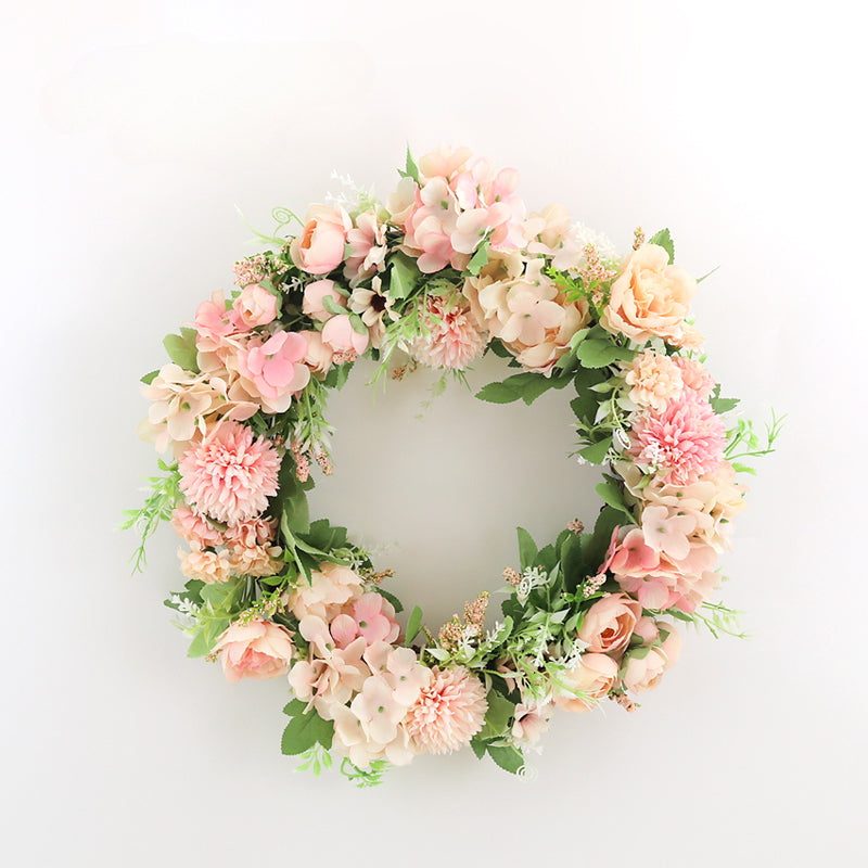Round Bridal Wedding Wreath - Pink Powder