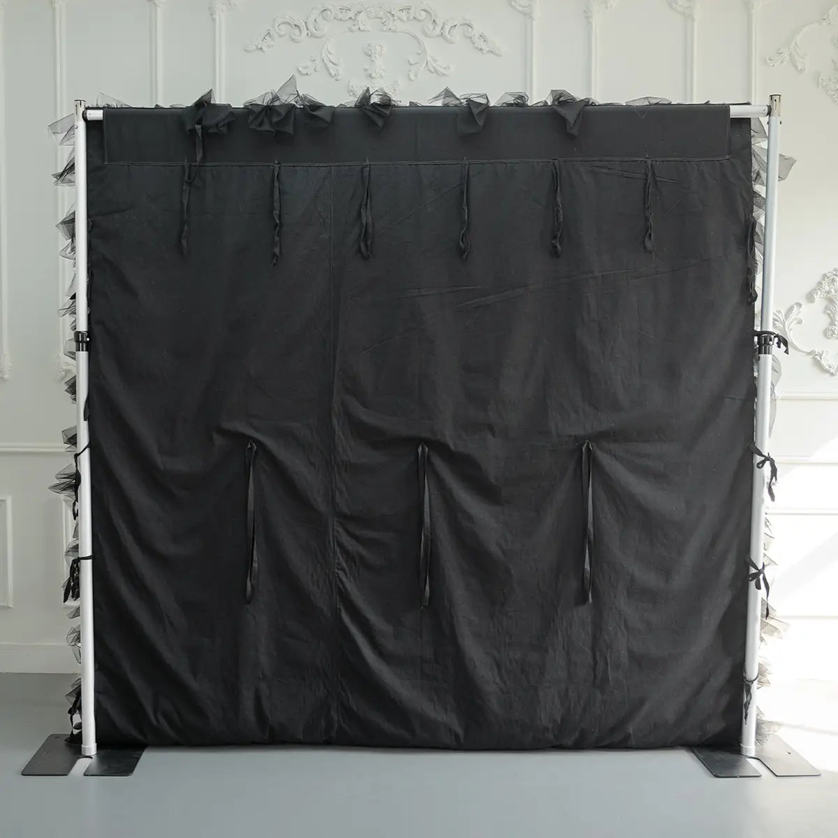 8×8ft Black Tulle Backdrop Decorative Wall for Wedding Gender Reveal Party Event