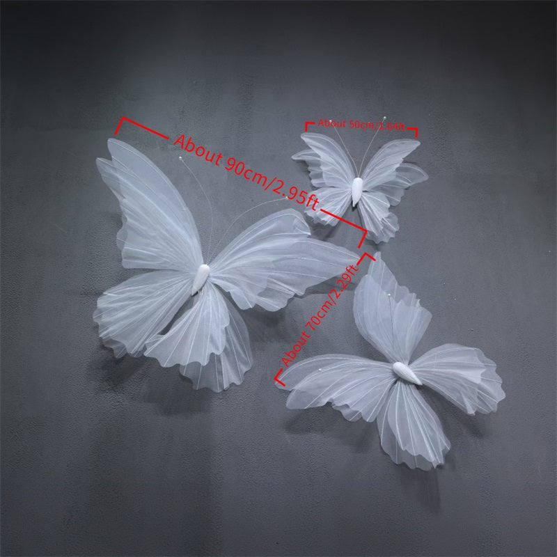 Set of 3 Giant Gauze Butterfly for Wedding Party Proposal Home Decor