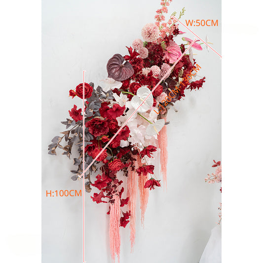 Red Wall Hanging Flower Arrangement for Wedding Party Decor Proposal - KetieStory