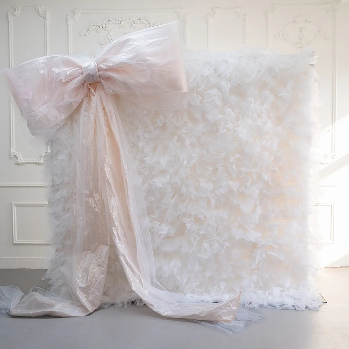 8×8ft White Tulle Backdrop Decorative Wall for Wedding Party Event Decor