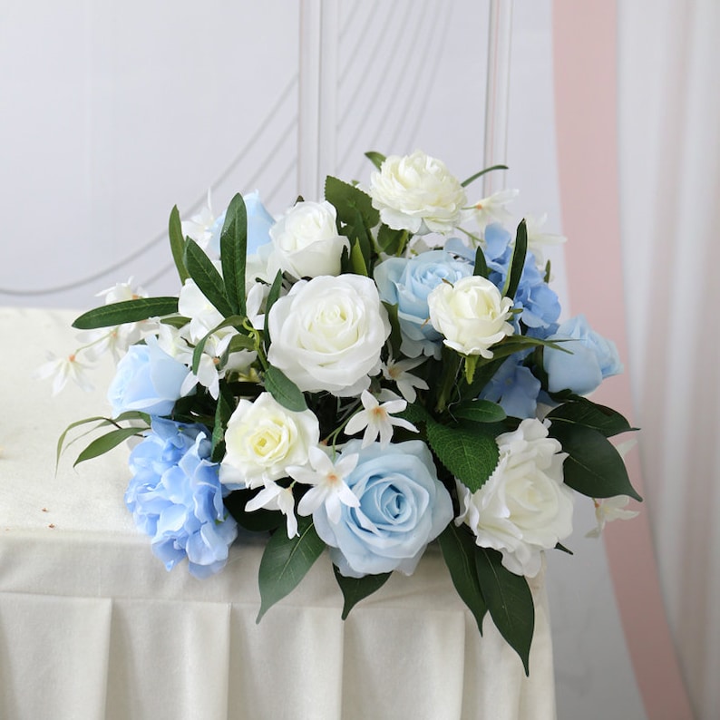 Blue Corner Swag Wedding Flower Arch for Wedding Party Decor Proposal