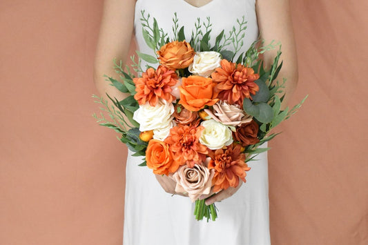 Bridal Bouquet Fall Burnt Orange for Wedding Party Proposal - KetieStory