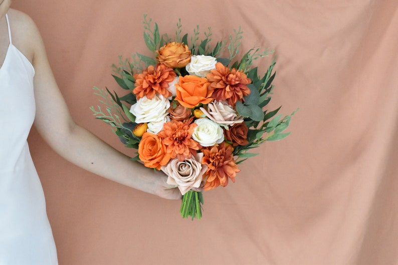 Fall Burnt Orange Bridal Bouquets