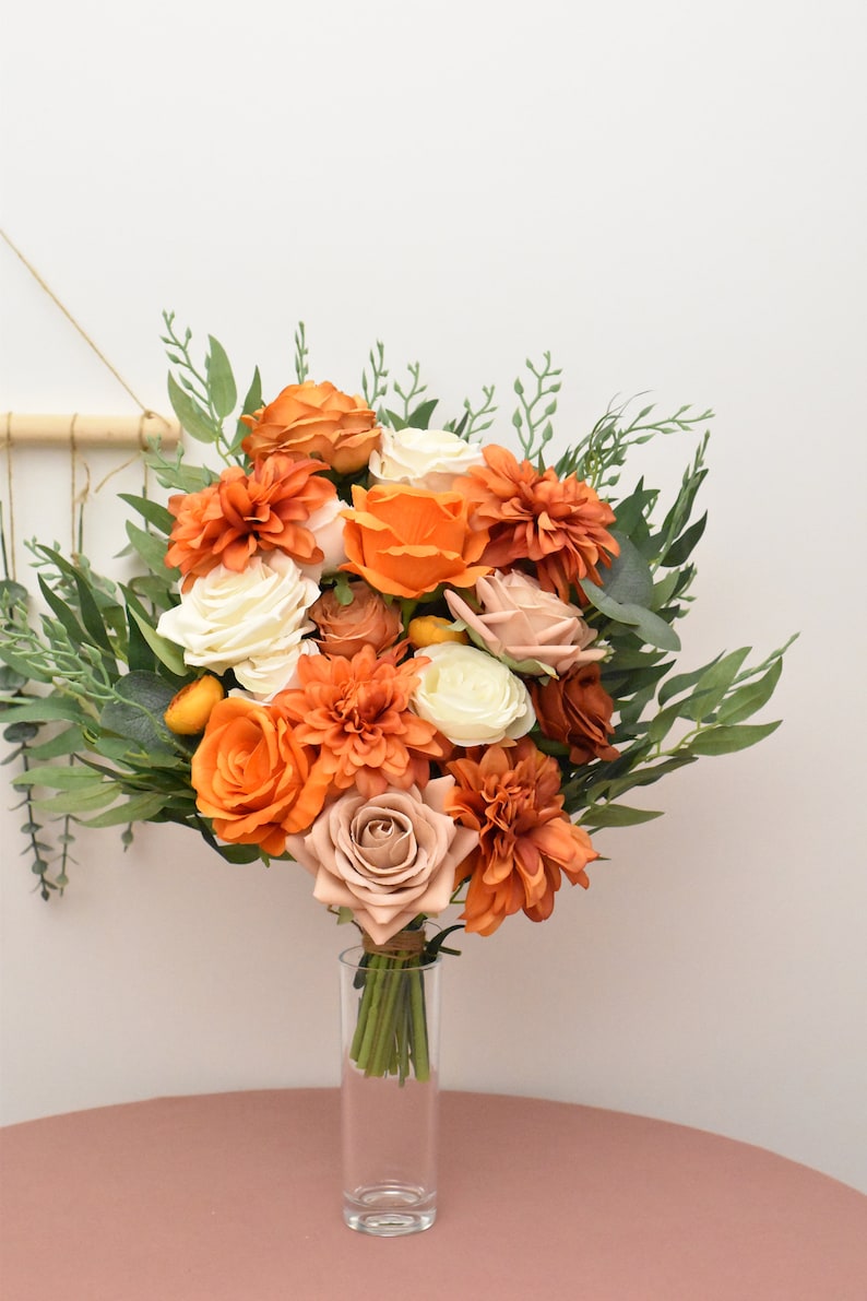 Bridal Bouquet Fall Burnt Orange for Wedding Party Proposal