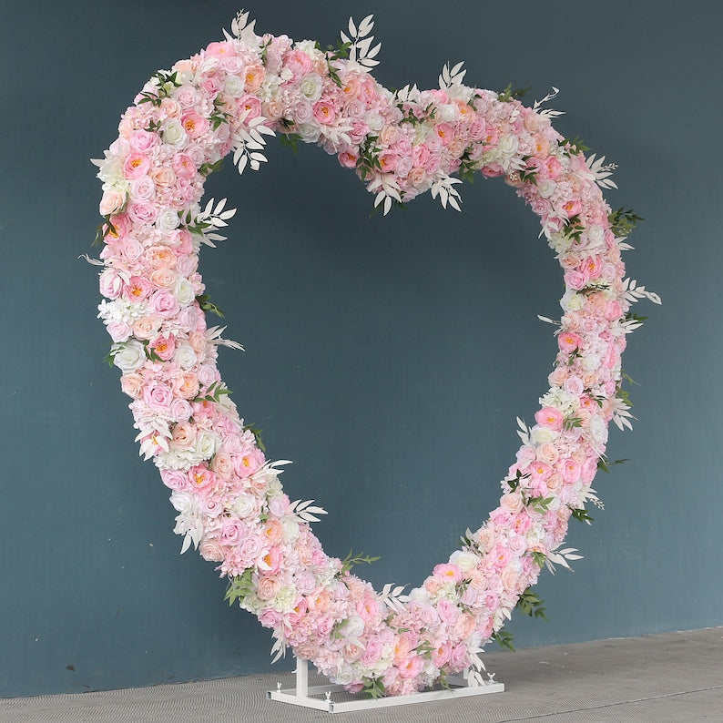 Flower Arrangement Wedding Background Arch Heart Shaped Flower Row