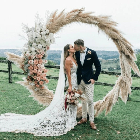 Round Metal Wedding  Backdrop Arch Stand Frames for Wedding Party Proposal Decor - KetieStory