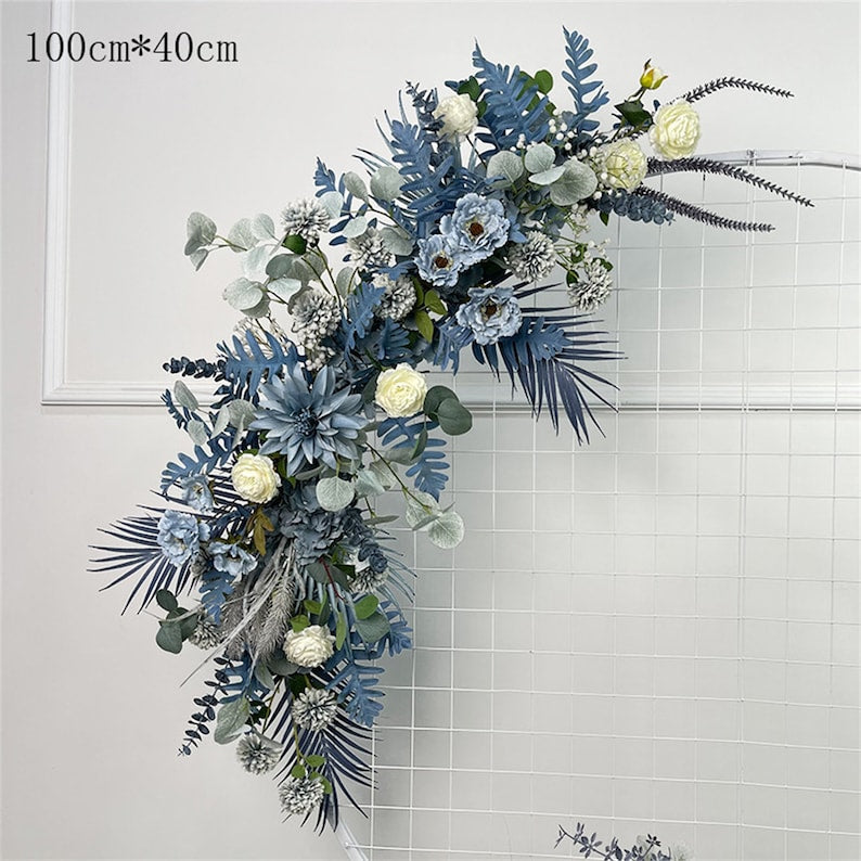 Blue Flower Arrangement Wedding Arch for Wedding Party Decor Proposal