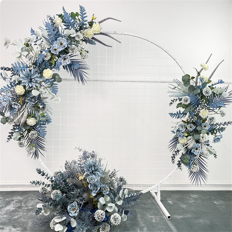 Blue Flower Arrangement Wedding Arch for Wedding Party Decor Proposal